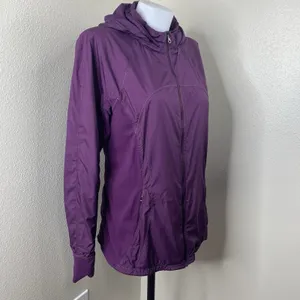 Lululemon Rush Hour Jacket Full Zip Darkest Magenta Purple Hooded Sz 12 *Flaw thumbnail 2