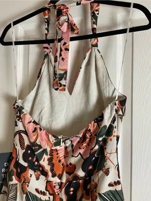 NWT Lulus Boho Tropical Floral Halter Mini Dress Size Medium thumbnail 9