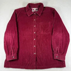 LL Bean Womens XL Maroon Flannel Lined Corduroy Button Front Shirt 273275 thumbnail 1