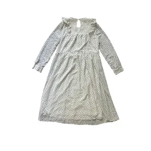 Madewell Smocked Ruffle Shoulder Midi Dress Small Inkbrush‎ Dots White Black thumbnail 10