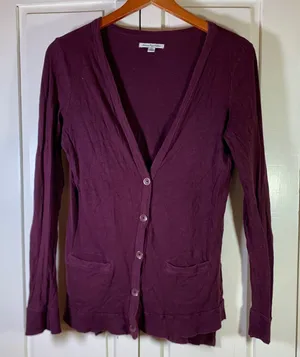 American Eagle Outfitters Womens Purple Cotton Button Front Cardigan Size M thumbnail 1