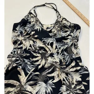 Blu Pepper Women Black Ivory Tropical Palm Leaf Print Wrap V-Neck Maxi Dress S thumbnail 5