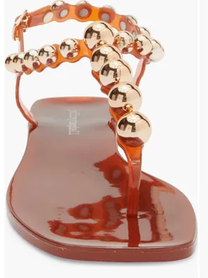 NEW Jeffrey Campbell Plated Embellished Sandal Jeffrey Campbell Orange Gold thumbnail 4