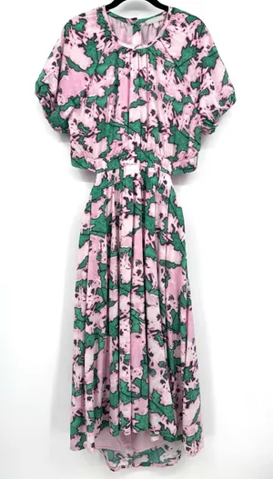 Chelsea 28 Womens XL Dress Pink Green Organic Cotton Resort Summer Casual Travel thumbnail 1