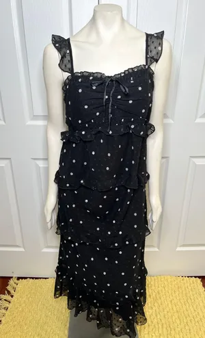 ASOS Design Maternity Black Tiered Midi Dress w/ Ruffle Detail & Ruched Bodice thumbnail 5