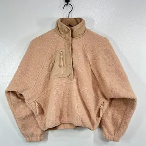 FP Movement Hit The Slopes Fleece Pullover Womens XS Peach Snap Mock Neck Jacket thumbnail 2