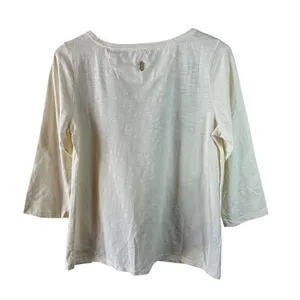 NWT Tommy Bahama Cream For Fronds Sequin Leaf Luxe Cotton Tee Top Size Medium thumbnail 6