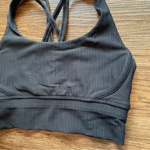 One Activewear Sports Bra Black Washed Ribbed Longline Sz 6 Strappy Back thumbnail 6