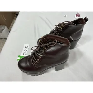 Womans New Lace Up Chunky Platform Ankle Boots Size 8 Brown Lug Heel thumbnail 2