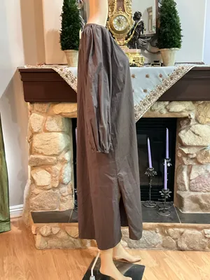 Anthropologie Sundry Taupe Long-Sleeve Button Henley Maxi Dress thumbnail 3