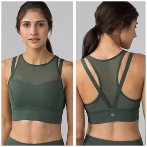 Lululemon Sun Setter Bra Size 6 Dark Forest Green Sports Bra Mesh Workout W2AK1S thumbnail 2