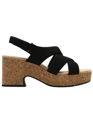 NWT Clarks Nerisa Grace Wedge Cork Sandal 26187243 Black Nubuck 8.5M thumbnail 5