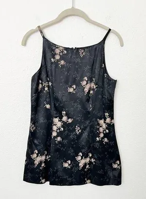 [Vintage] All That Jazz 90s Y2K Floral Satin High Neck Halter Blouse Sz Small S thumbnail 1