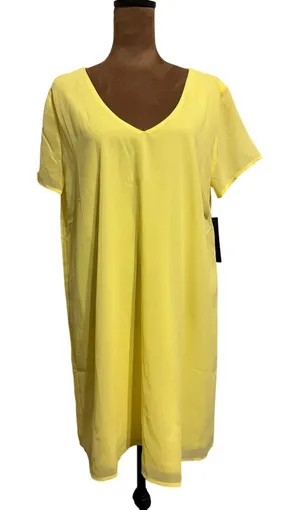 Lulus Yellow V-Neck Shift Dress Size L thumbnail 1