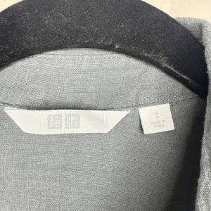 Uniqlo Linen Blend Button Front Oversized Shirtdress Size Small Lagenlook Gray‎ thumbnail 3