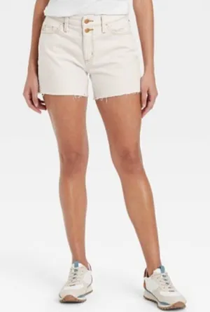 Universal Thread Women's 14/32 High-Rise Vintage‎ Midi Jean Shorts White Stretch thumbnail 1