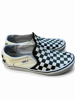 Vans Checkerboard Slip On Sneakers Black White Size 7.5 Women grunge thumbnail 4