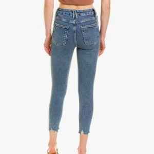 Good American Good Waist Good Crop Jeans Distressed Medium Wash Size 6 thumbnail 2