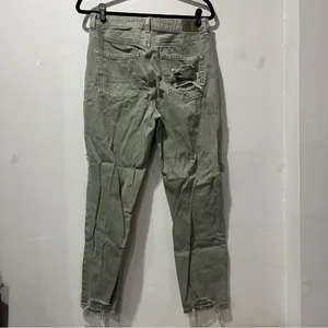 American Eagle‎ Jeans Olive Green High Rise Distressed Women Size 6 Petite thumbnail 5