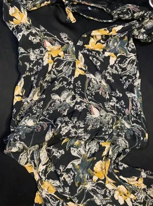 Free‎ People Black Twisted Floral Halter Jumpsuit Size 6 Plunge Open Back Crop thumbnail 1