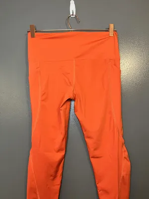 Los Ojos Pants Womens Small Orange High Rise Pocket Leggings Athletic Yoga Gym thumbnail 4