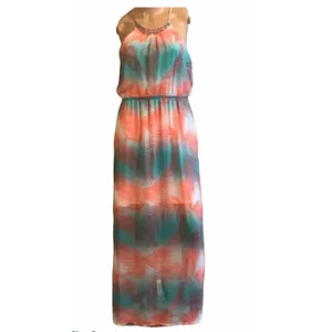 No Boundaries Tropical Palm Print Halter Maxi Dress-size Medium thumbnail 2