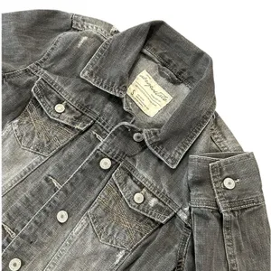 Aeropostale Denim Trucker Jacket Gray Distressed Vintage Rugged Americana thumbnail 2