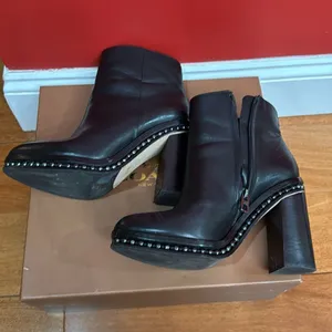Coach Justina Black Ankle Boots‎ Women's Beaded Chain Accents size 6.5 thumbnail 5