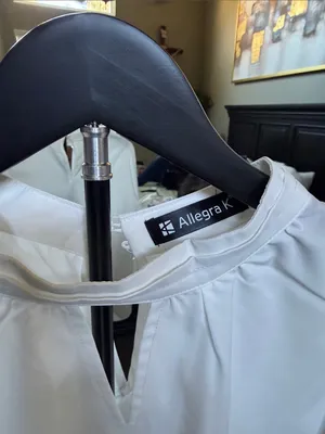 Allegra K White Gathered Keyhole Neck Blouse thumbnail 3