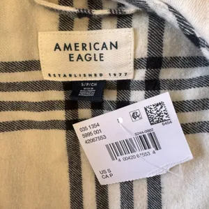 American Eagle - NWT Plaid Button Down Y2K Grunge Hooded Shirt Jacket Sz S thumbnail 7