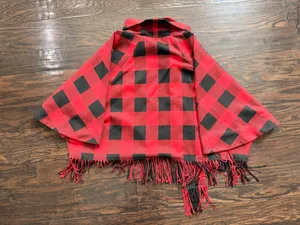 Zara Women’s Plaid Buffalo Fringe Cape thumbnail 6