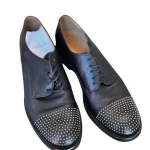 Gucci Black Leather Studded Cap Toe Oxford Shoes Authentic COA EU37 Italy in EUC thumbnail 6