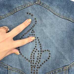 Vintage Baby Phat Y2K Denim‎ Jacket Studded Logo Back Leopard Cuff Jean Jacket thumbnail 7