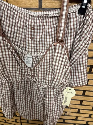 No boundaries brown and white plaid two piece pajama short set size XXL thumbnail 3