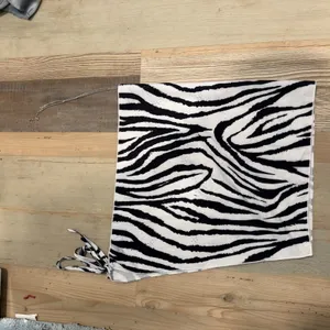 Zebra Print One Shoulder Scarf Top Black White Chain Detail Asymmetrical Hem thumbnail 2