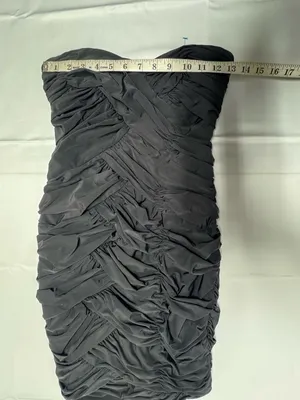 Olga & Maya Black Strapless‎ Ruched Mini Dress - Size S - NEW Without Tags. thumbnail 10