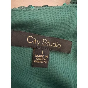 City studio green sequin gown formal prom emerald gala sleeveless fringe thumbnail 7