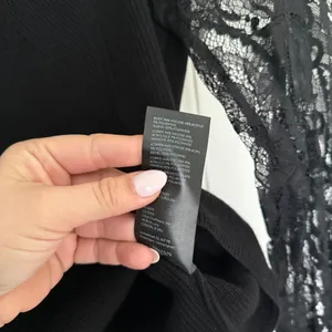 Anthropologie Black Lace-Sleeve Sweater‎ Ribbed Knit Top thumbnail 4