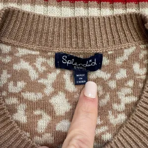 Splendid Size Small Beige Leopard‎ Print Cashmere Blend Pullover Sweater thumbnail 3