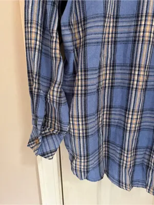 CHYRII Amazon Brand Women’s Oversized Blue Plaid Flannel Button Down Shirt thumbnail 11