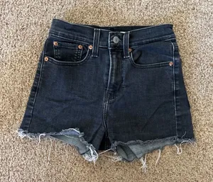Levi's black denim high rise shorts #denim #levis thumbnail 1