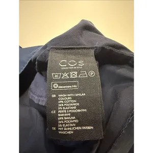 COS Shirt Dress Navy Blue Short Sleeve Hidden Button Textured Collar Size 6 thumbnail 7