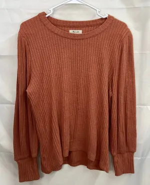 Madewell women's rustic orange soft knit balloon‎ sleeve stretch sweater medium thumbnail 1