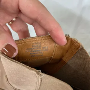Lucky Brand women's Eabile tan suede taupe leather zip chunky ankle‎ boots 8.5 thumbnail 6