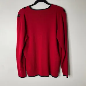 Vintage Pendleton Red Black Beaded Wool Blend Cardigan Holiday Sweater Small thumbnail 2