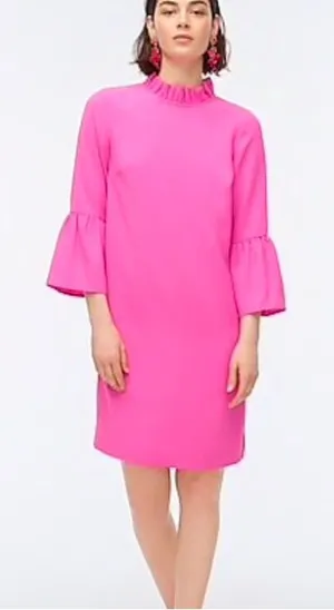 NWT J Crew Ruffle Neck Shift Crepe 365 Dress thumbnail 1