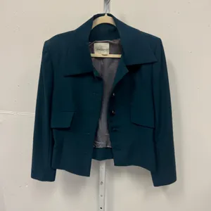 Vintage Myrene de Premonville Paris Vintage Teal Blue Structured Blazer Jacket thumbnail 3