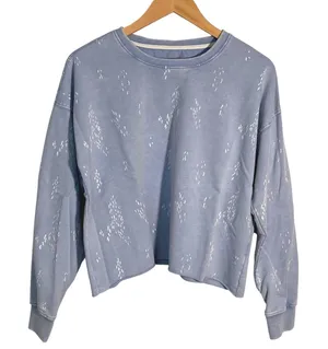 Thread Supply Blue Denim Splash Print‎ Pullover Sweatshirt Women's Size S thumbnail 1