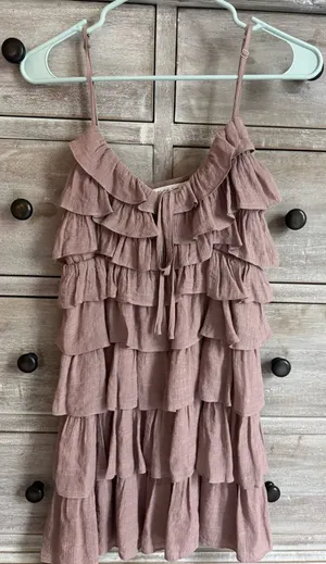 Mustard Seed Pink Ruffle Mini Dress thumbnail 1