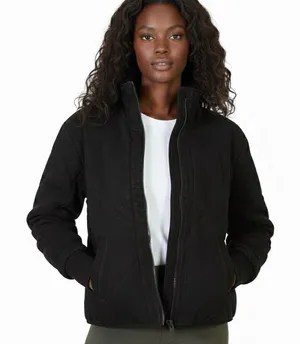 Lululemon Forever Warm Reversible Quilted Zip Jacket Womens 6 Black 100% Cotton‎ thumbnail 1